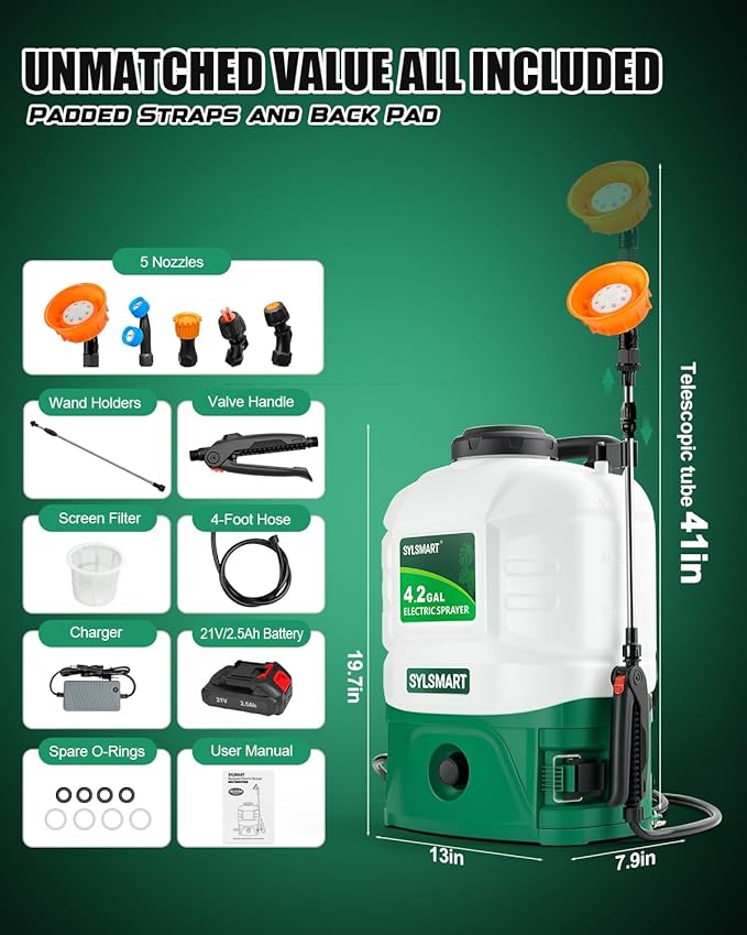 Battery Powered Backpack Sprayer 4 Gallon, 0-100 PSI Strong Electric Sprayer Compatible with Makita 18V Battery, 5 Nozzles, Weed Sprayer for Lawn & Garden, Yard, Fertilizer (Battery Inc)