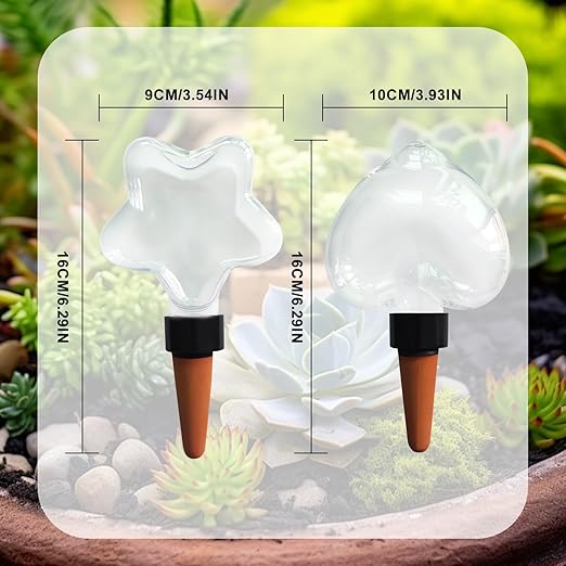 Heart-Shaped 7.04oz/200ml Plant Watering Globes - 6 Self Watering Globes for Outdoor & Indoor Plants - Automatic,Slow,Self Watering Spikes Care of Plants Everyday