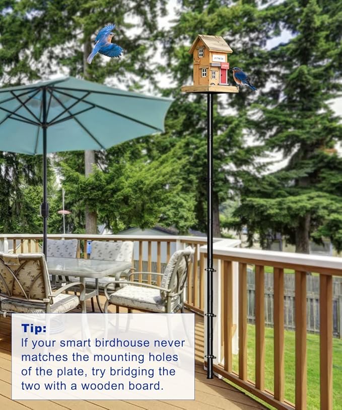 Garbuildman 105 Inch Bird Feeder Pole Kit, Heavy Duty Bird House Pole Set for Deck Fence or Patio Railing, Adjustable Universal Mounting Post Kit for Outdoors, Matte Black, 1 Pack