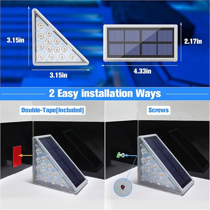 VOLISUN Solar Stair Lights 16 Pack, Solar Step Lights Outdoor, Halloween Light, LED Outdoor Step Light,Outdoor Light Decor for Stair, Deck, Front Step and Front Porch