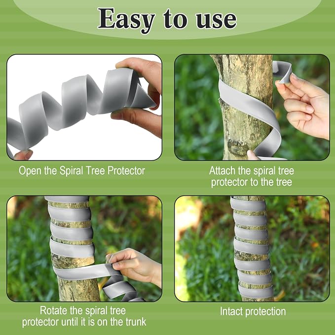 Wesiti 20 Pcs Tree Trunk Protector Plastic Spiral Trunk Tree Wrap Guard Bark Tube Protectors to Protect Bark Saplings from Deer Cats Rodents Rabbit Mowers (Grey)