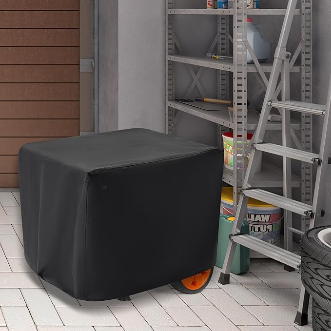 Waterproof Generator Covers for Outside, Heavy Duty Thicken 900D Polyester Fabric Portable Generator Covers Universal Fits for Most Generators 5000-10000 Watt, Black (32"L x 24"W x 24"H)