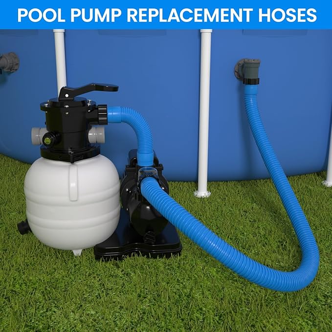 1.5" x 40" Pool Hose Replacement, Pack of 2 - Compatible with Above Ground Pools Filter Pump Hoses, Sand Filters, Saltwater Systems (1,500-2,500 GPH), Blue