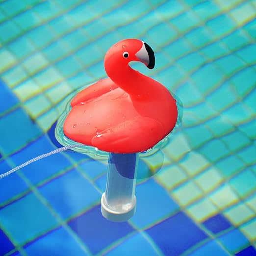 XY-WQ 2 Pack Floating Pool Thermometer, Large Size Easy Read for Water Temperature with String for Outdoor and Indoor Swimming Pools and Spas (Flamingo & Turtle)