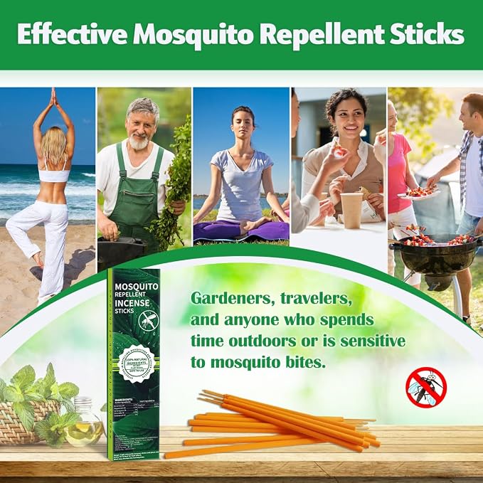 Extra Large Mosquito Repellent Sticks 24 Pack, Natural Citronella Oil Outdoor Patio Indoor Use Long-Lasting 2-Hour Burn Time, Insect & Pest Repellers