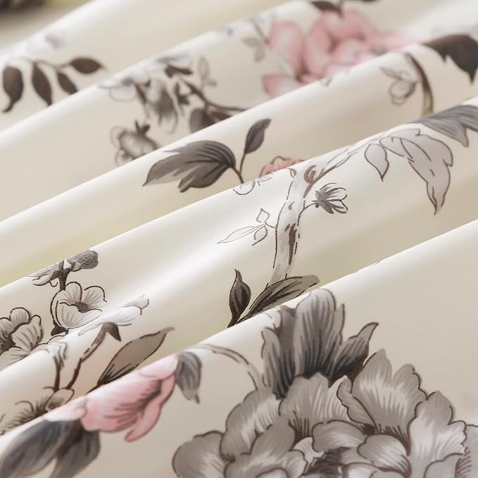 FADFAY Floral Sheets Set Full Vintage Rose Floral Bedding Shabby Grey and Pink Peony Print Sheets Farmhouse Bedding 800 Thread Count 100% Egyptian Cotton Soft Deep Pocket Fitted Sheet 4Pcs, Full Size