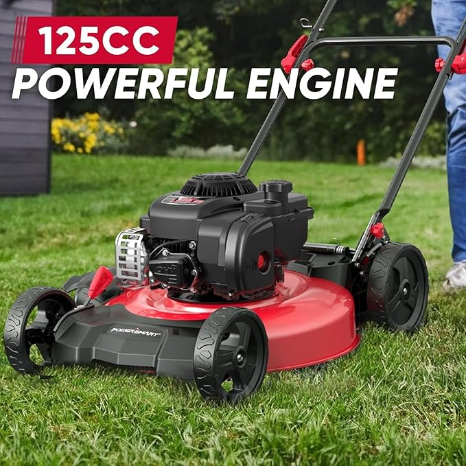 PowerSmart Push Lawn Mower, 21" Mower with B&S 125cc Engine, 2-in-1 Mulching and Side Discharge, Corded Push Lawn Mowers for Garden Yard