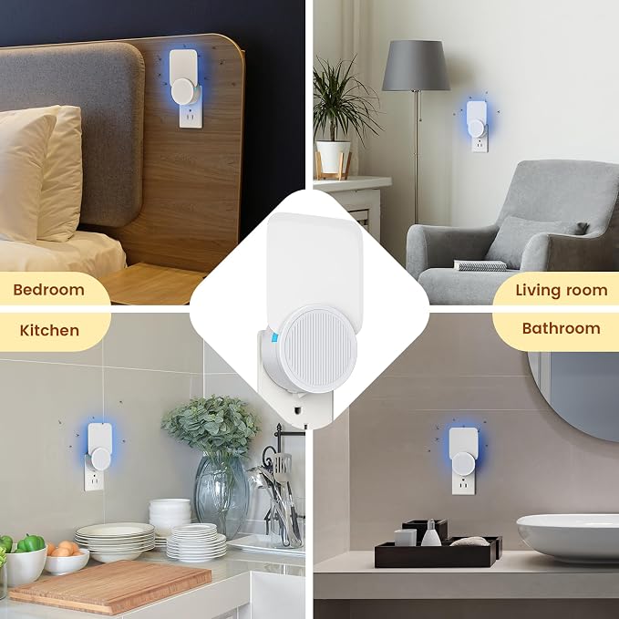 Fly Trap Indoor, Fruit Fly Trap Plug-in (2 Devices + 6 Refills), Sticky Gnat Trap for Home, Flying Insect Catcher for Kitchen, Bedroom & Houseplants, Safe for Kids & Pets