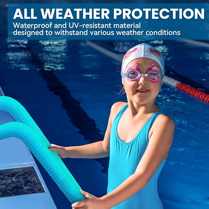 Pool Handrail Cover, 4 Feet Neoprene Zippered Pool Handle Covers, Slip Resistant Rail Grip for Swimming Pool Hand Railing Cover Cyan