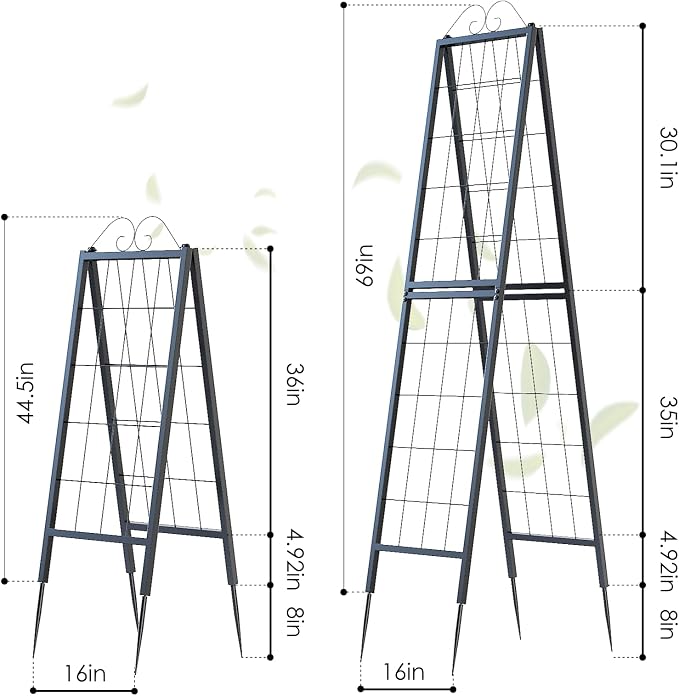 Zhongma Metal Garden Trellises … (16" x 52.5"H A-Frame 2 Pack)