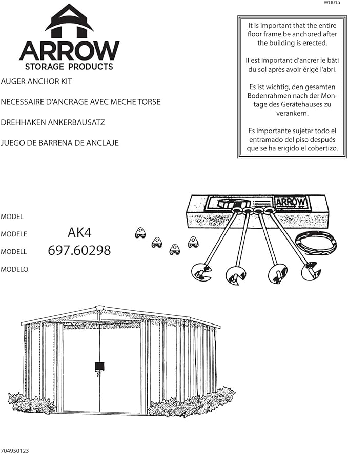 Arrow Shed AK4 Earth Anchor Kit, Black