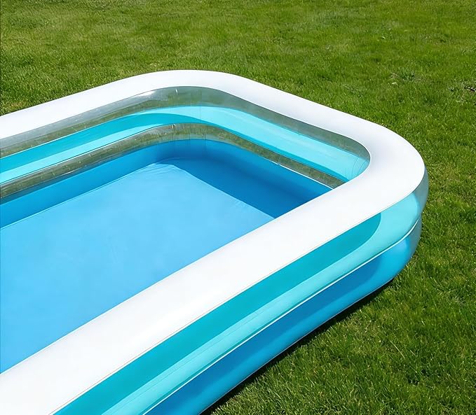 Kids Splash Pool Inflatable 120x72 Inch Rectangular, Extra Large BPA-Free PVC Family Pool ASTM Certified with Easy Drain for Ages 3-12, Thickened Anti-Burst Backyard Summer Pool