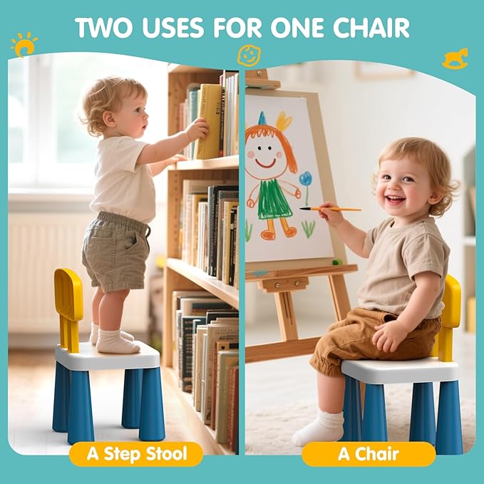 OCATO Plastic Toddler Chairs: 2 Pcs Kids Chairs for Table Step Stool Lightweight Indoor or Outdoor School Camping Playroom Nursery Beach Activity Small Chair for Kids Boys Girls Birthday Gifts Age 3