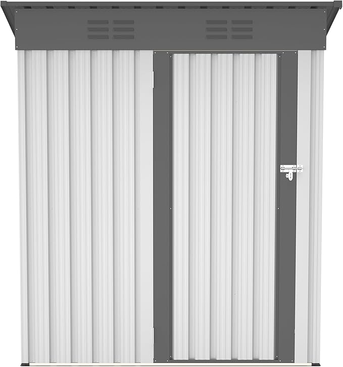 Outdoor Vertical Storage Shed Tool Storage Shed Galvanized Metal Garden Shed with Lockable Doors for Patio Lawn Backyard Tra