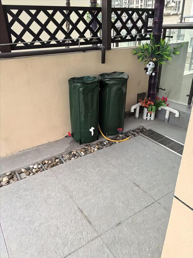Rain Water Collection Barrel Water Storage Tank with Spigot, Hose and Portable Bucket, Large Plastic Collapsible Rain Catcher Catchment System to Collect Rainwater from Gutter (43Gallon=160L)