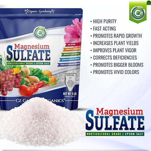 Magnesium Sulfate Epsom Salt 5LB - Made in USA - OMRI Listed - Plant Food Fertilizer for Hydroponics, Plants, Flower Gardens - Fruit, Vegetables, Holistic Herbs