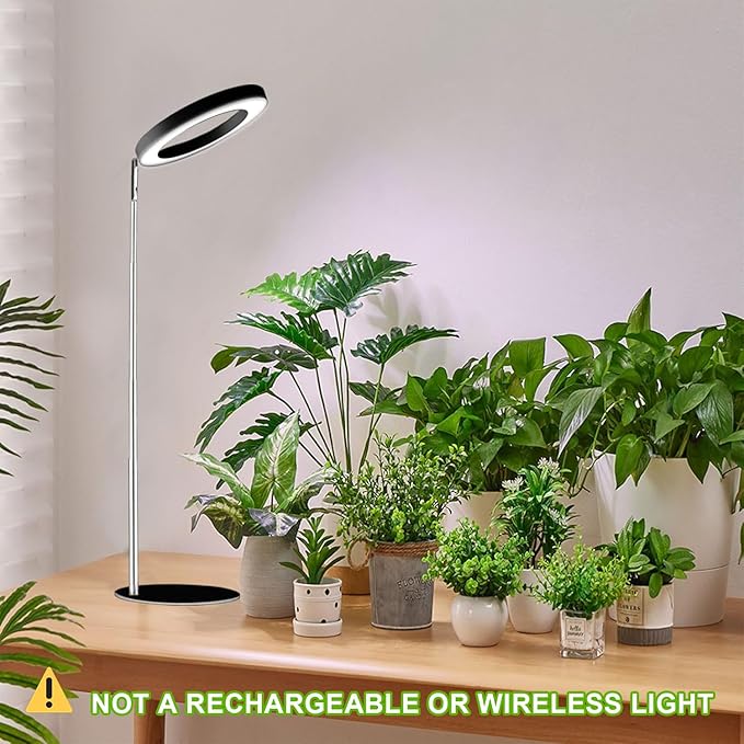 Yadoker 72 LEDs Full Spectrum Plant Grow Light for Indoor Plants,Height Adjustable, 6.3" Aluminum Housing,Automatic Timer with 8/12/16 Hours,10-Level Brightness,Black Plant Light,1 Pack