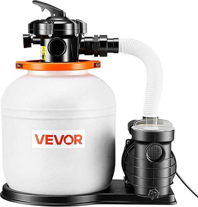 VEVOR FlashPure Sand Filter Pump, 14 in for Above Ground Pool, 0.75 HP 3500 GPH, Swimming Pool Filter System with Timer, 6X Faster Filtration, Media Installed, Leak-Resistant, Ready to Use Out of Box