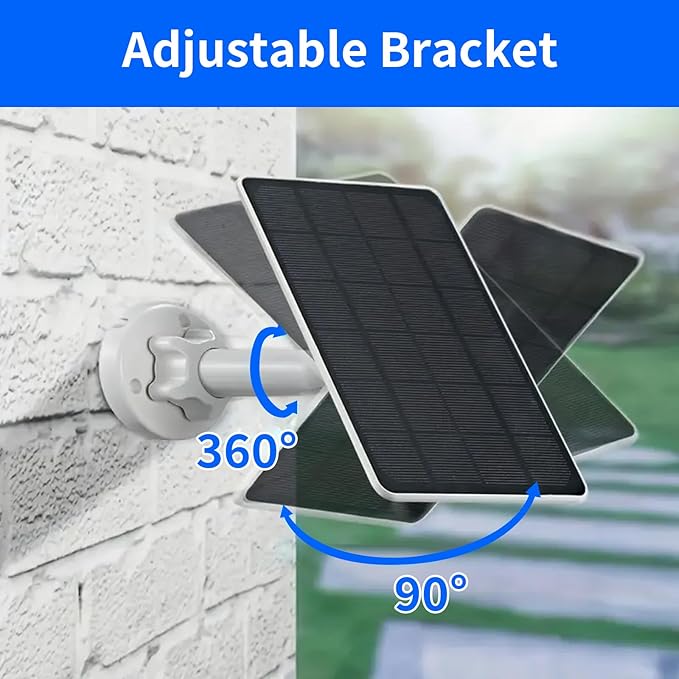 Solar Panel Compatible with TP-Link Tapo MagCam C425, Tapo C420 and Tapo C400, Micro USB Charging Plug, IP65 Waterproof, 6W5V