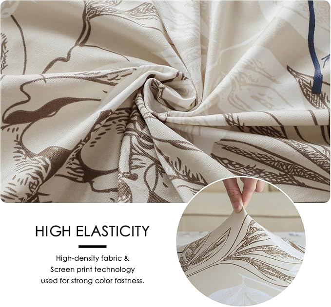 FORCHEER Waterproof Patio Cushion Cover for Outdoor Furniture 37x22x4 Stretch Floral Large Outdoor Cushion Cover with Ties 1 Piece Replacement Washable