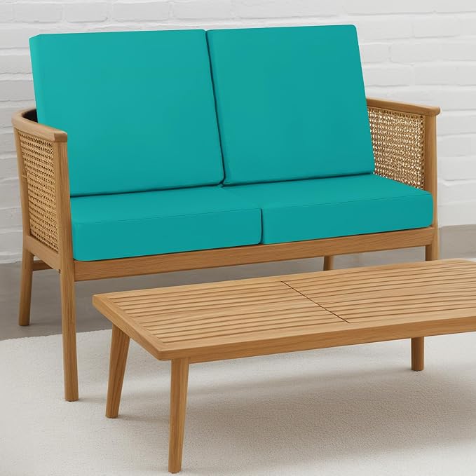 idee-home Outdoor Chair Cushions for Patio Furniture, Outdoor Seat Cushion | Waterproof Hampton Bay Deep Seat Replacement Couch Chair Cushions for Garden Backyard Deck Blue 24 x 26