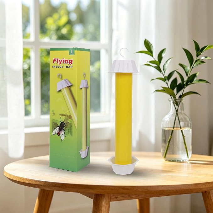 Fly Stick Sticky Fly Traps for Indoors Outdoor 12pk, Sticky Hanging Fly Stick, Flying Insect Trap, wasp Trap(Yellow 12PCS)
