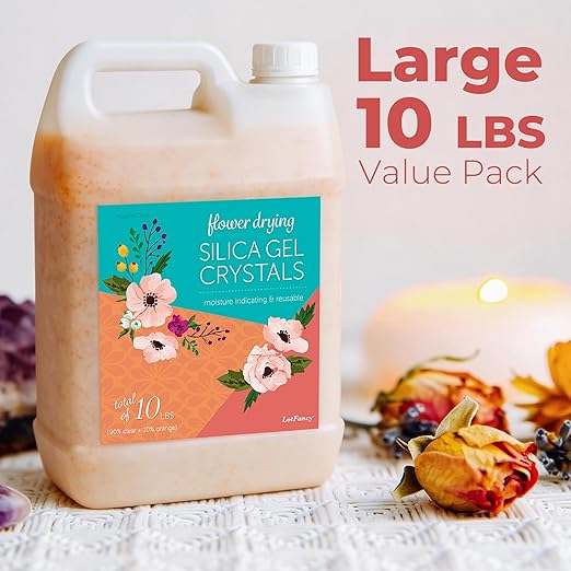 LotFancy Silica Gel Flower Drying, 10 LBS Color Indicating Silica Crystals for Wedding Bouquet Preservation, Reusable