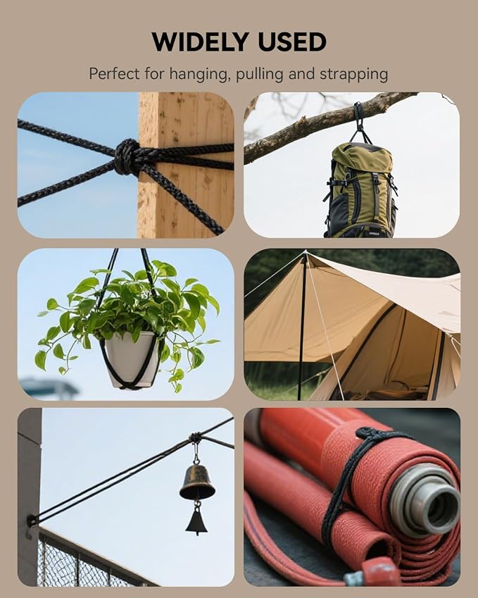 4Pack Retractable Ratchet Tie Down Straps, 13 Ft 1/8” Adjustable Rope Hanger, Heavy Duty Ratcheting Pulley System with 2 Carabiner Hook, for Tent, Hanging Plants, Grow Lights, Vivid Red