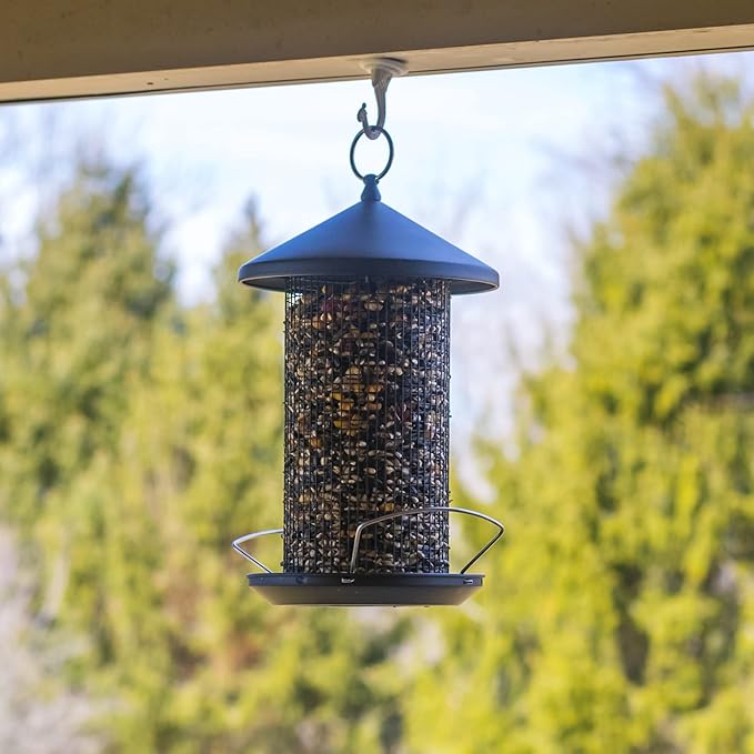 Cottage Garden 12 inch Matte Black Heavy Duty Mesh Metal 3 Lb. Secure Cap Cover Nut Bird Feeder