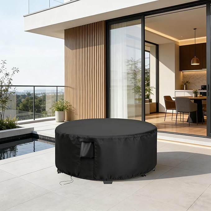 Outdoor Round Coffee Table Cover 40 Inch, Waterproof Patio Round Table Covers, Heavy Duty Outdoor Furniture Cover - 40 x 18 Inch