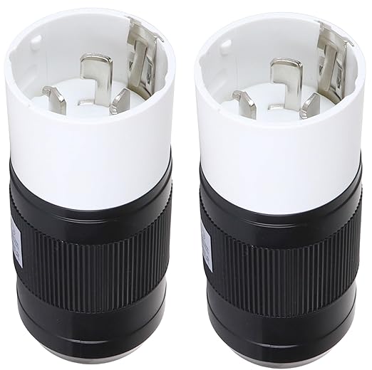50 Amp Generator Plug (Male) (2 Pack),50 Amp Generator Connector, 125 Volt/250 Volt, CS6364 Shopcorp 50A Twist Lock RV Plug - CS6365, Twist Lock Adapter, 12500 Watts 3 Pole 4 Wire