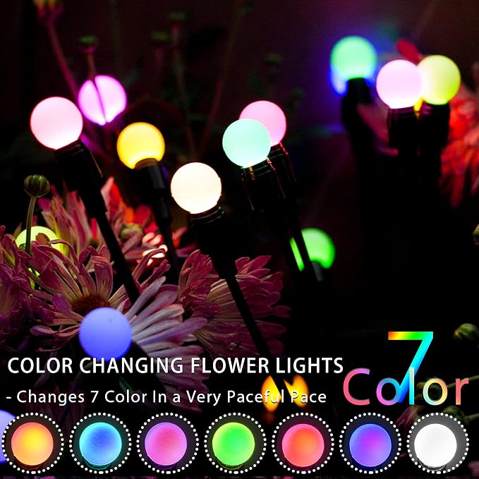TONULAX Solar Garden Lights, Starburst Swaying Light - Swaying When Wind Blows, Solar Lights Outdoor Decorative, Color Changing RGB Light for Yard Patio Pathway Decoration(6 Pack)