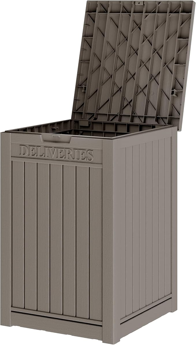 LHBGO Package Delivery Box for Outside, 48 Gallon Storage with Lockable Secure, Large Resin Outdoor Package Drop Container