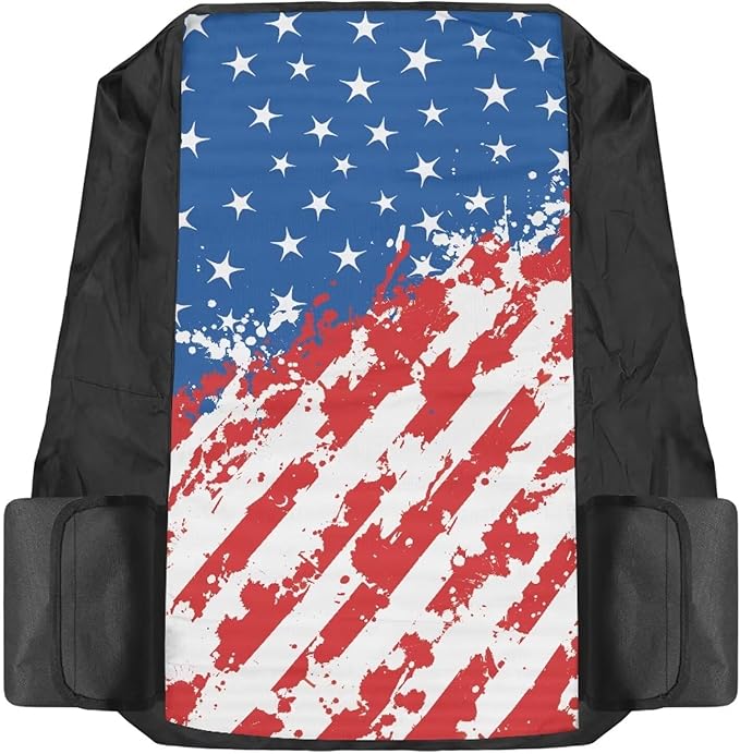 American Flag Tractor Seat Cover with Drink Pouch Breathable Lawn Tractor Seat Cover Compatible with Craftsman Cub Cadet Kubota