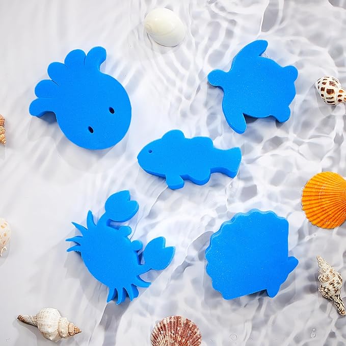 Zhehao 50 Pack 5 Shapes Hot Tub Sponge Absorber Oil Absorbing Sponge Foam Hot Tub Scum Absorber for Swimming Pool Spa Cleaning Accessories(Blue)