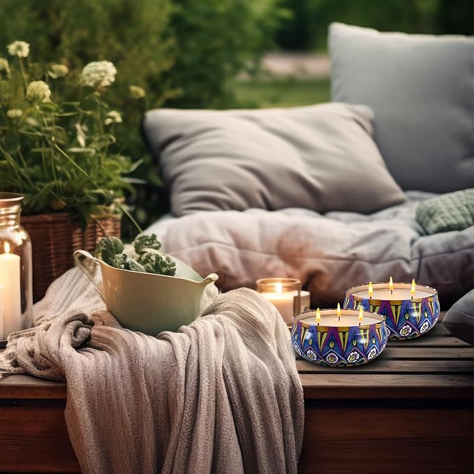Citronella Candles 4 Pack 56oz in Total, Outdoor Large Candles 3-Wick Burning for 300 Hours, Hand Poured Non-Toxic Citronella Candles Suitable for Garden, Patio, Camping, Picnic and Barbecue