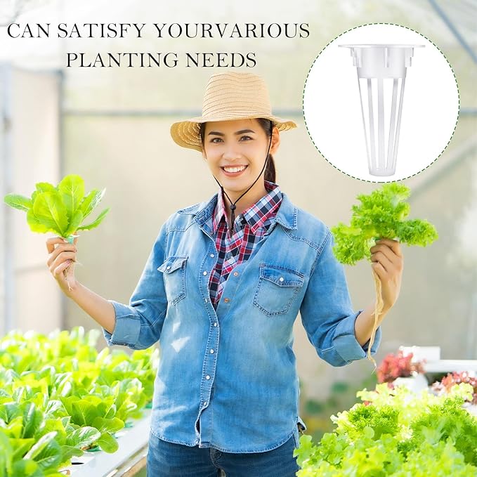 Cunhill 100 Pcs Hydroponic Growing Kit Include 50 Pcs Plant Replacement Basket Containers and 50 Pcs Seed Pot Label Compatible with Hydroponic Growing System(0.5 Inch,White)
