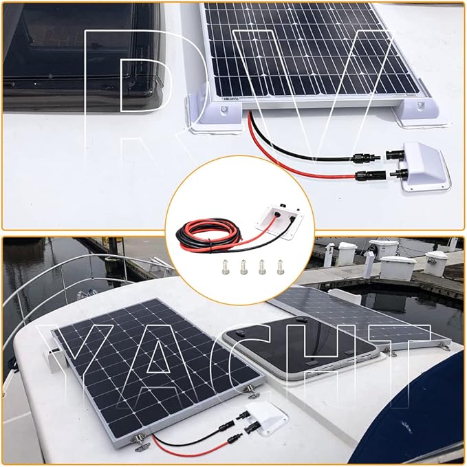 Solar Cable Entry Gland,10ft 10AWG Soft Solar Extension Cable and Connector, UV Resistance Dual Cable Entry Gland Housing on Rv, Boat, Camper (3m, White)