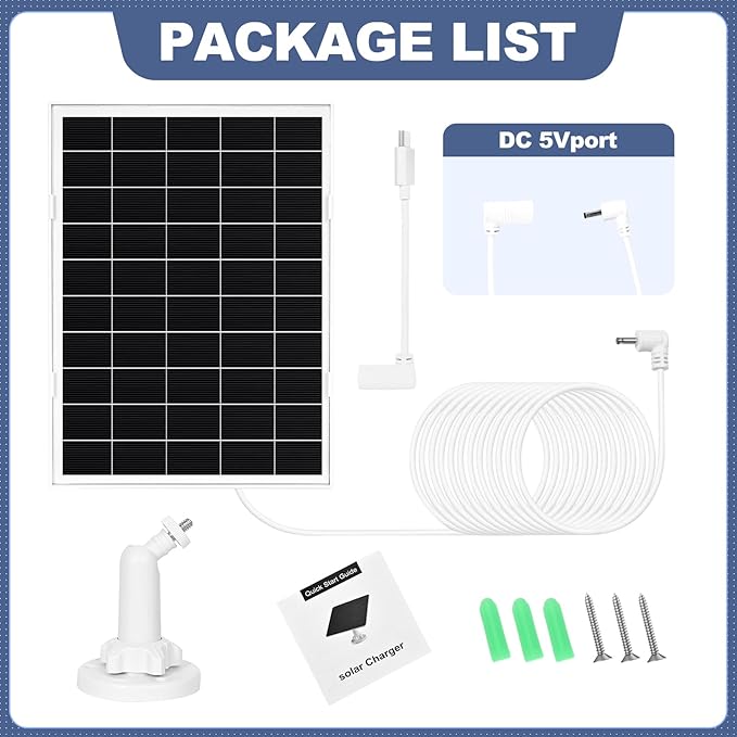 2 Pack 8W Solar Panel for Ring Camera Outdoor Wireless, Compatible with Outdoor Cam (Stick Up Cam), Outdoor Cam Plus, Stick Up Cam Pro, Spotlight Cam Battery/Plus/Pro, Fast Charging