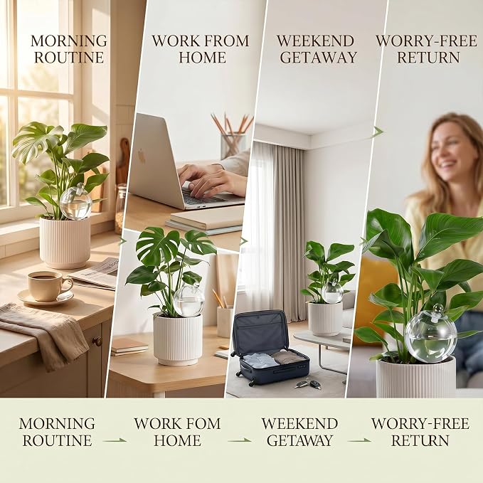 6 Pack 26 oz Extra Large Plant Self Watering Globes with Caps, Slow Release Watering Bulbs for Indoor/Outdoor Plants, Up to 3 Weeks Watering, Durable for Vacation, Gift for Plant Lovers