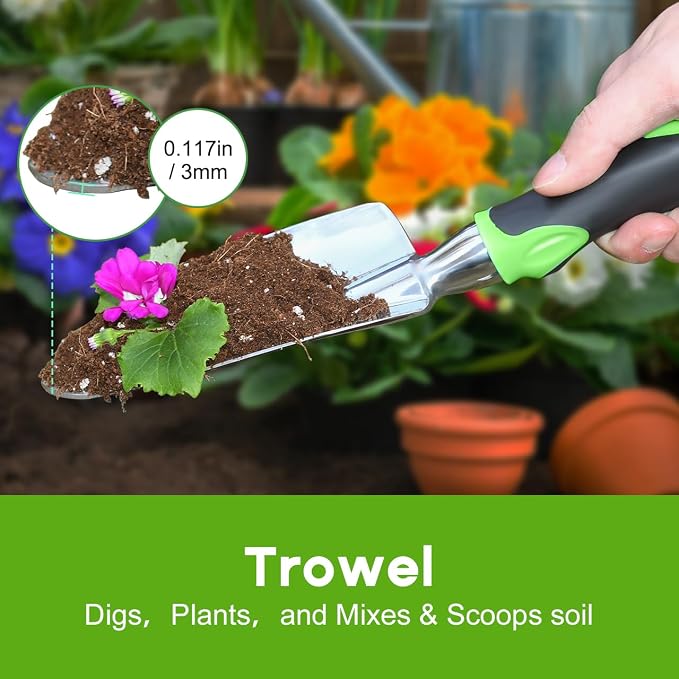 2Pcs Black Heavy Duty Retractable Plant Hanger for Hanging Plantsand and 3 Pack Aluminum Heavy Duty Garden Tool Set
