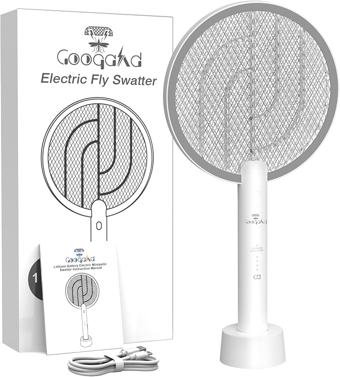 Bug Zapper Racket, 2 in 1 Mode Fly Swatter USB Rechargeable, 4000V Electric Fly Zapper with 3 Layer Safety Mesh,Electric Racket for Kitchen, Home, Garden and Outdoors