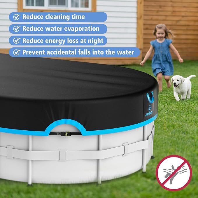 12x20 Ft Winter Oval Pool Cover, Heavy Duty Pool Cover Protector with Fast Tightening Ratchet, 420D Oxford Fabric for All Season Use - Tear Resistant, UV & Dust Proof