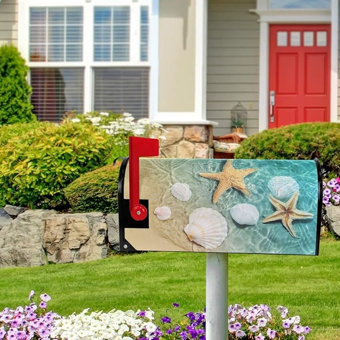 Mailbox Decor Starfish and Seashell on The Summer Beach Mailbox Covers Magnetic Seasonal Colorful Pattern Home Houses Letter Box Cover Decorations,20.8x18 Inch Standard Size,Multicolor