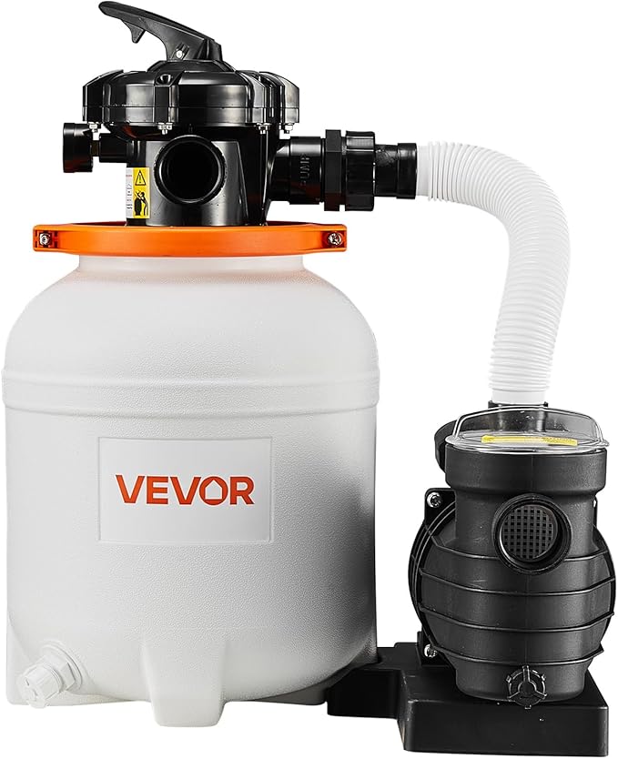 VEVOR FlashPure Sand Filter Pump, 12 in for Above Ground Pool, 0.5 HP 3000 GPH, Swimming Pool Filter System with Timer, 6X Faster Filtration, Media Installed, Leak-Resistant, Ready to Use Out of Box