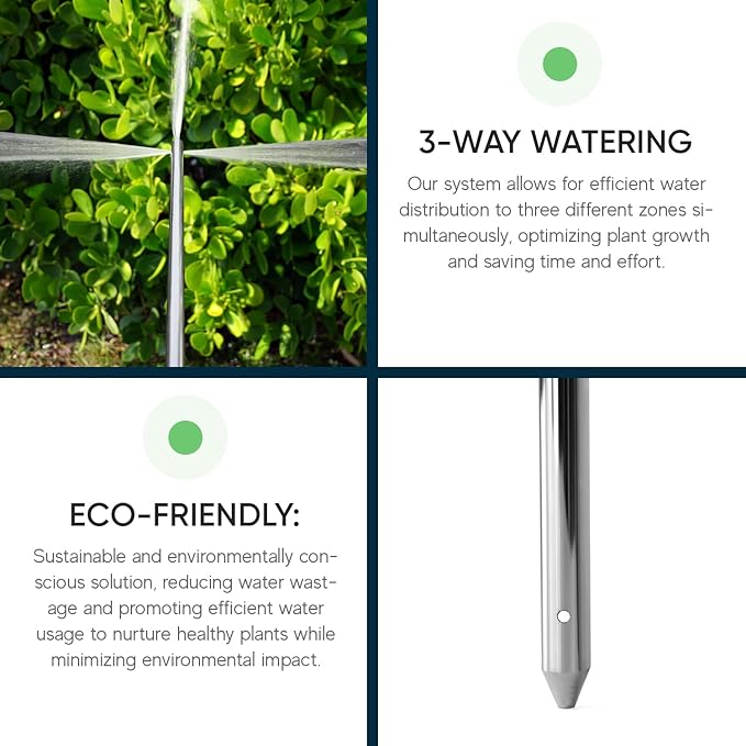 Varomorus Stainless Steel Deep Root Feeder for Tree Watering Spike Tool Irrigation for Outdoor Plants System Wand T-Handle One-Piece