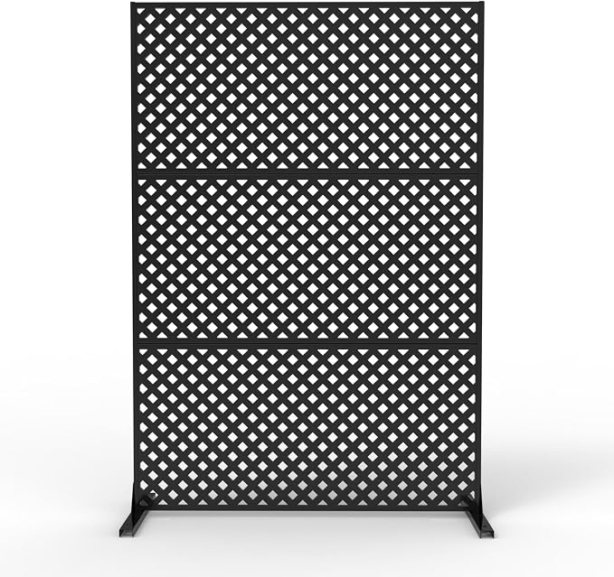 72" x 47" Metal Outdoor Privacy Screen – Freestanding Rustproof Patio Divider, Decorative Balcony Fence Panel for Garden, Deck, Yard, or Porch, Heavy-Duty Galvanized Steel, Multi-Functional Design