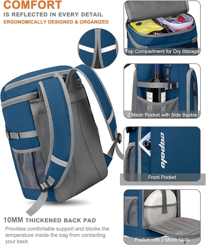 Capolo Cooler Backpack Insulated Waterproof for Women Men,36/45 Cans Lunch Backpack Coolers Leak Proof Soft Cooler Bag Ice Chest for Camping Beach