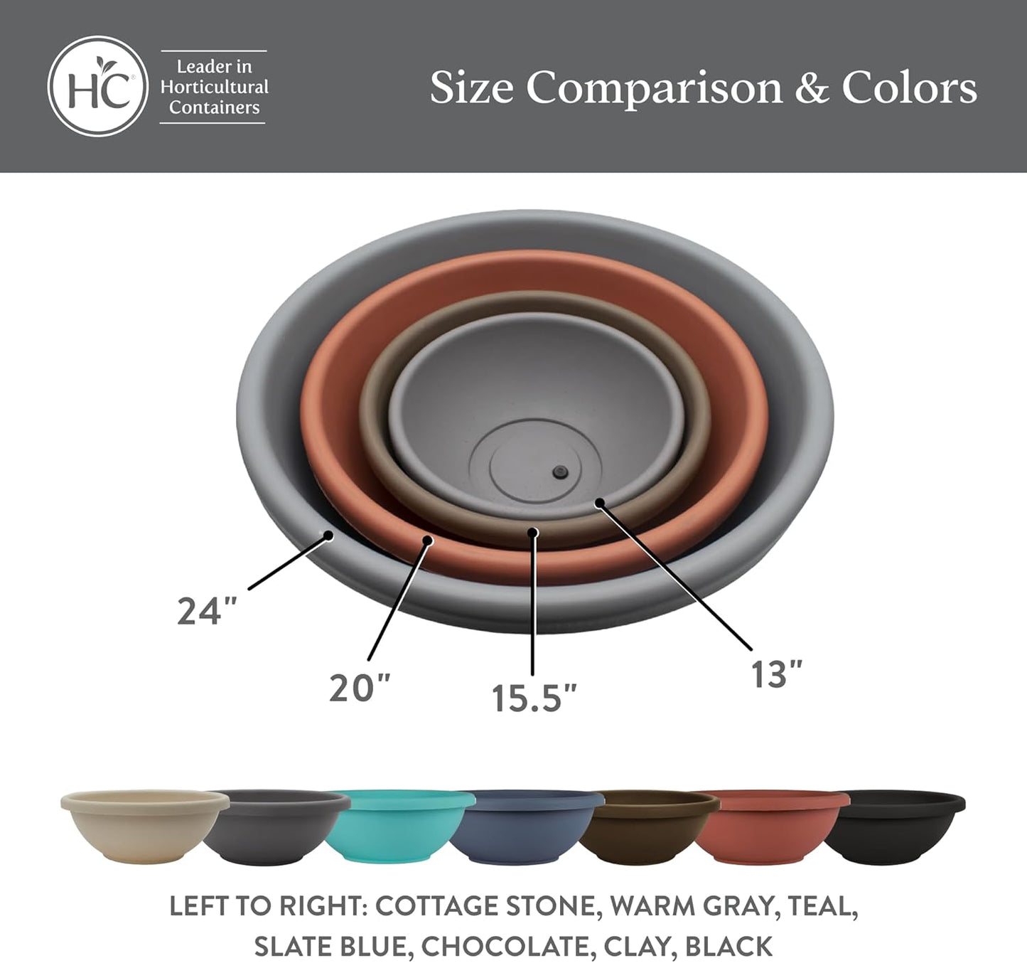 The HC Companies Shallow Planter with Drainage - Contemporary Garden Bowl Planter for Flowers, Herbs & More - Round Succulent Planter Pot for Indoors and Outdoors (20" Chocolate, Pack of 2)