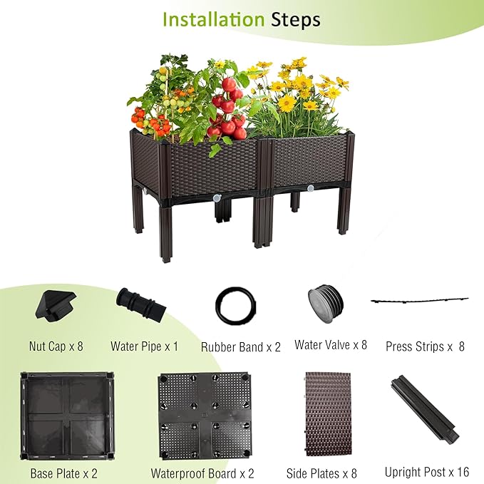 Raised Garden Bed Planters for Outdoor Plants with Legs Elevated Rectangular Planter Boxes Garden Patio Balcony Deck for Planting Flowers, Vegetables, Tomatoes, and Herbs